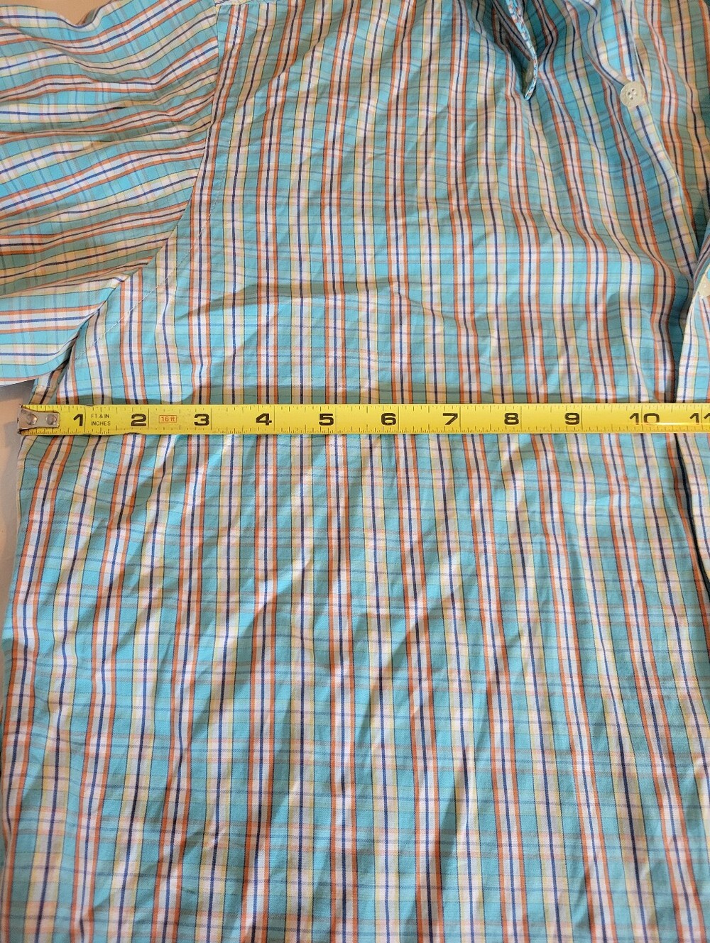 Lacoste 100% Cotton Teal Blue Yellow Plaid Button Down Long Sleeve Shirt Size L - Picture 14 of 16